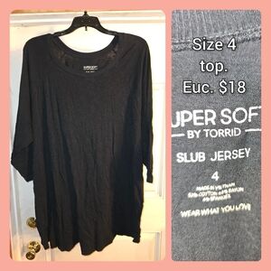 Torrid Black Long Sleeve Slub Jersey Top